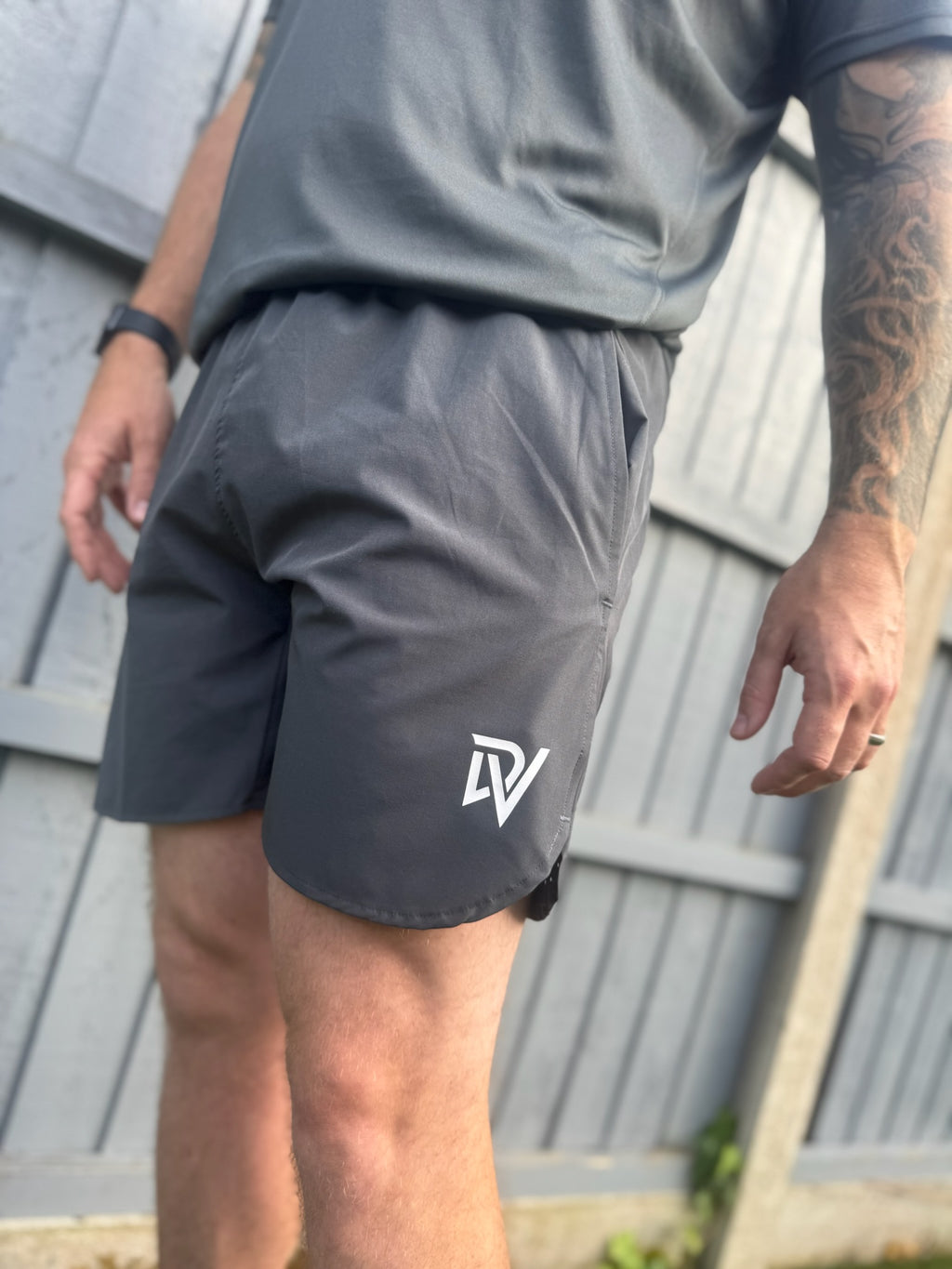 Male advertising performance running shorts in grey 