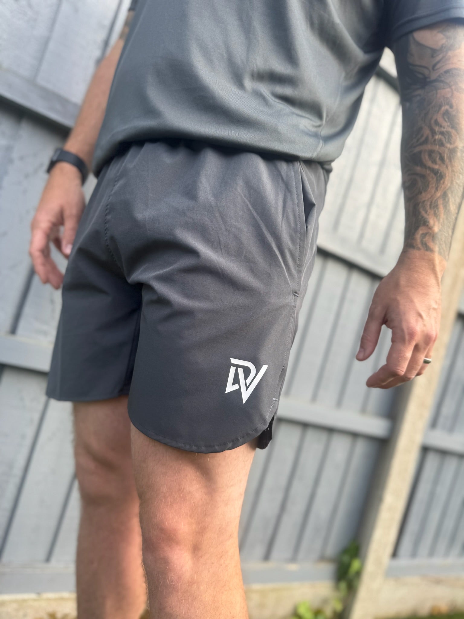 Male advertising performance running shorts in grey 